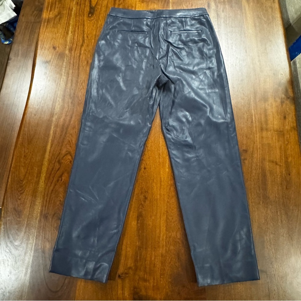 J. Crew Kate Straight-Leg Pant in Faux Leather Blue Size 6 - Picture 3 of 9